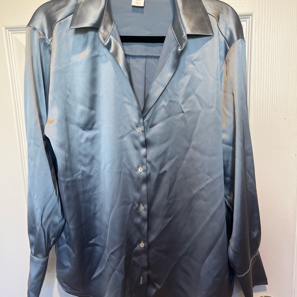House of Harlow 1960 Light Blue Satin Shirt